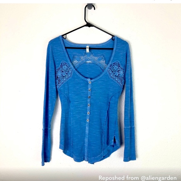 Free People Long Sleeve Lace Button Down size xs - Picture 1 of 5